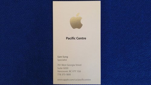 Subasta en eBay de tarjeta de trabajor de Apple Sam Sung