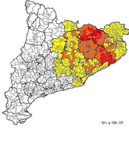 Mapa de riesgo de lluvias alerta Inuncat