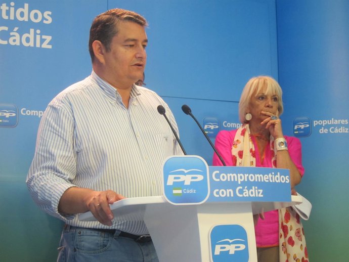 El presidente del PP de Cádiz, Antonio Sanz, en rueda de prensa