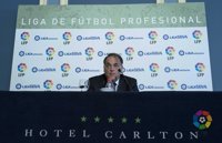 Tebas: "No era el momento de la sorpresa para recibir a la gente del Real Murcia"