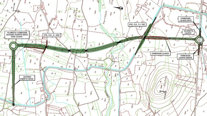 Mapa del puerto seco de Monforte
