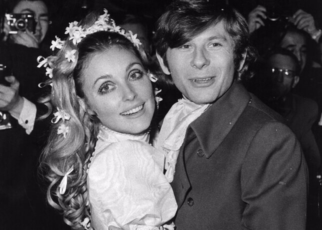 American film actress Sharon Tate (1943 - 1969) at her London wedding with Polis
