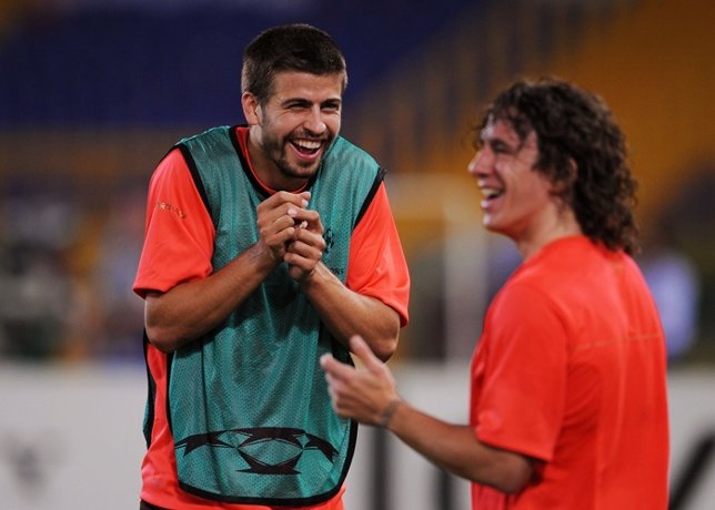  Carles Puyol Of Barcelona And Gerard Pique Of Barcelona 