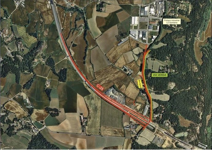 Mapa del proyecto de nuevo acceso en el Eix Transversal