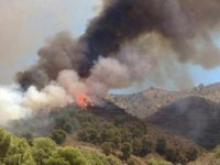 Desalojadas 17 personas por el incendio en los Montes de Málaga