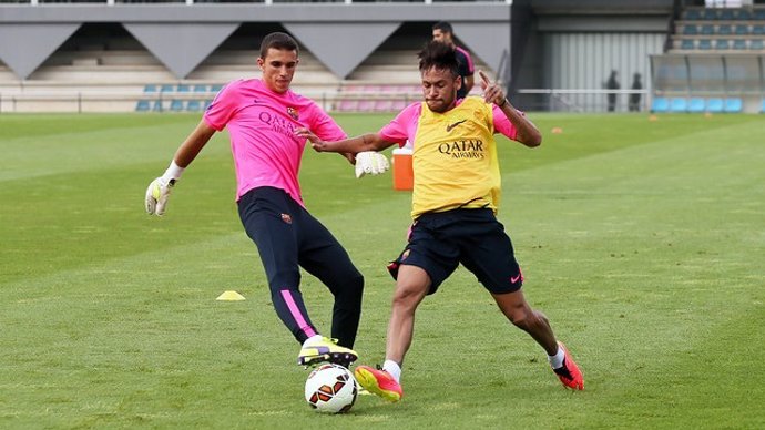 Neymar, entrenando con el FC Barcelona