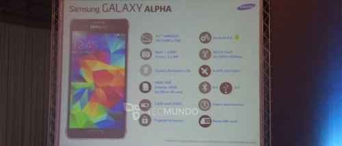 Imagen promocional Galaxy Alpha con especificaciones