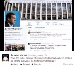 Captura de pantalla de la cuenta de Twitter de Medvedev