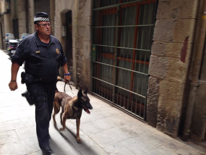 Mosso y perro en la operación en Barcelona contra lateros que venden cocaína