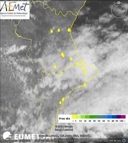 Mapa de precipitaciones en la Comunitat.