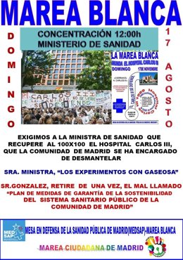 Cartel de la nueva convocatoria de la Marea Blanca