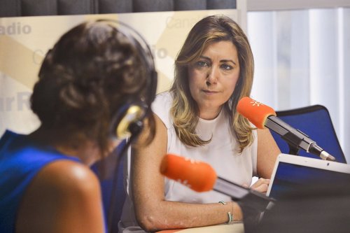 Susana Díaz, durante la entrevista en Canal Sur Radio