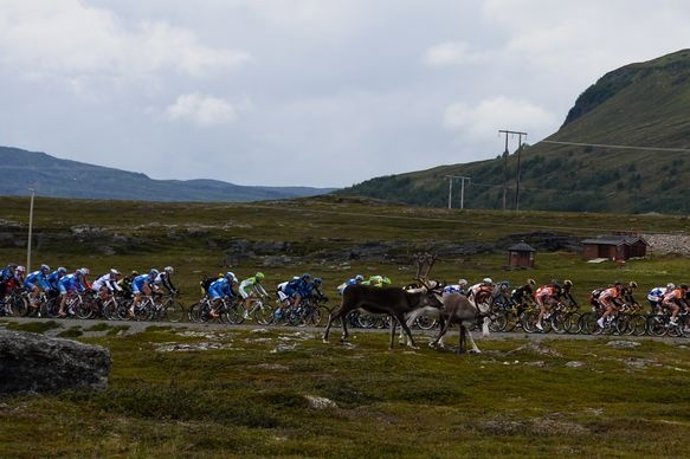 Ciclistas de la Arctic Race, en Noruega