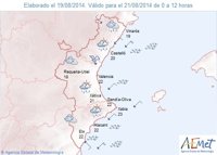 Las temperaturas máximas bajarán en la Comunitat y en la mitad norte se esperan chubascos
