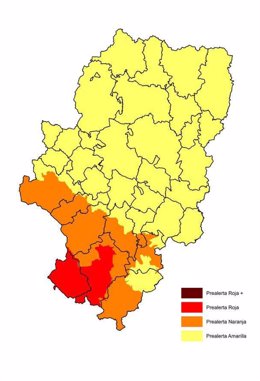Mapa de riesgo de incendios forestales en Aragón del 21 de agosto de 2014