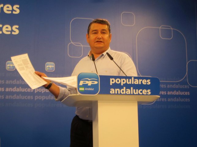 El portavoz adjunto del PP-A en el Parlamento, Antonio Sanz, en rueda de prensa