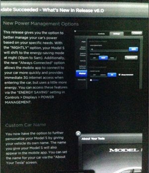 V6.0 del software del Modelo S de Tesla Motors