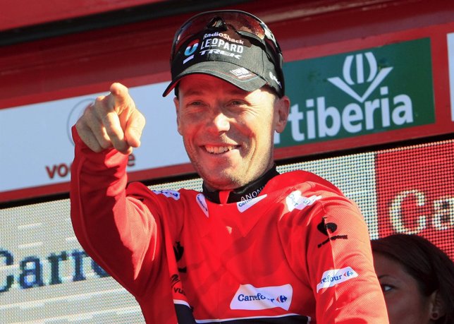 Chris Horner en lo alto del podio de la Vuelta a España