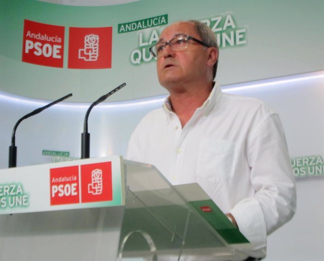 El secretario de Organización del PSOE-A, Juan Cornejo, hoy en rueda de prensa