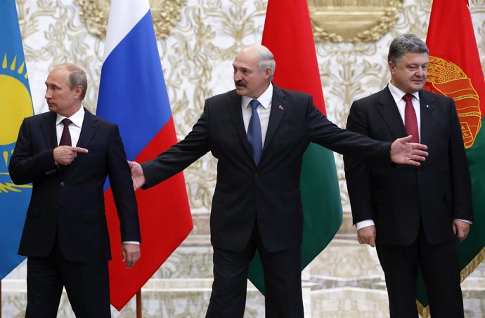 Vladimir Putin, Alexander Lukashenko y Petro Poroshenko