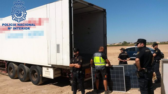 Recuperadas 70 placas solares sustraídas presuntamente en la Región de Murcia