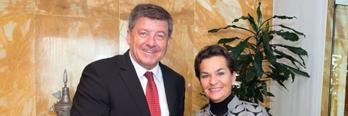 El director general de la OIT y la secretaria ejecutiva de la UNFCCC
