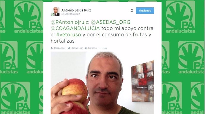 Antonio Jesús Ruiz protesta en Twitter contra el veto ruso