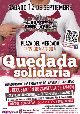Cartel Quedada Solidaria grupo de facebook 'Tú no eres de Logroño si no'