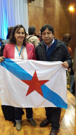 Ana Miranda con el ministro de Exteriores de Bolivia