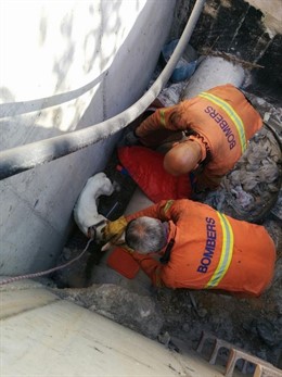 Los bomberos rescatan a una perrita
