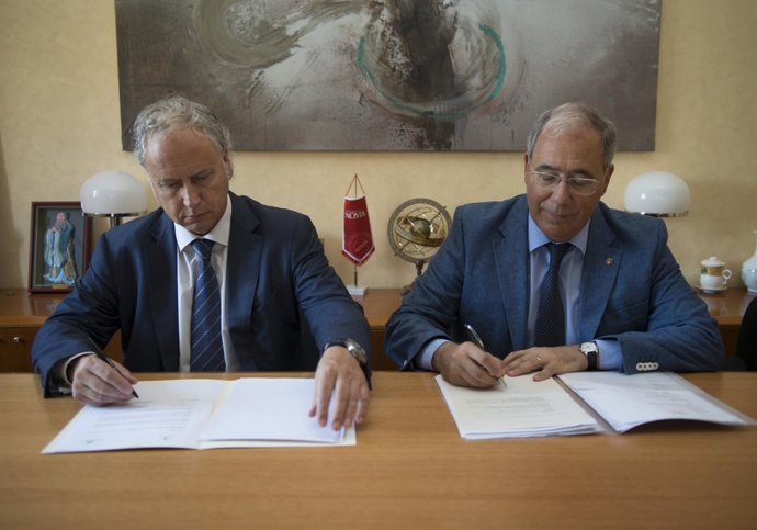 Roberto Fernández (UdL) y Joaquim Macià (La Caixa)