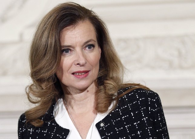 French first lady Valerie Trierweiler attends a me