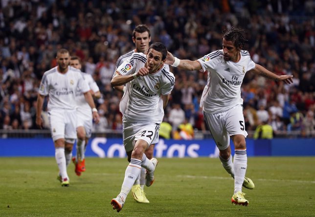 Ángel di María celebra el gol ante el Almería