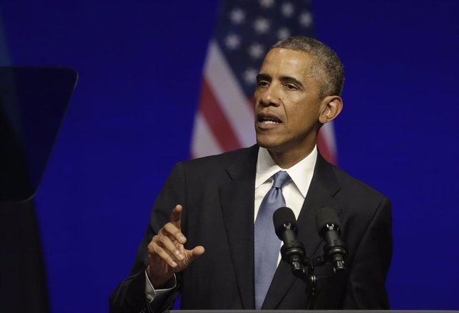 Barack Obama durante un discurso en Tallin