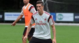 Fernando Torres en un entrenamiento con el AC Milan