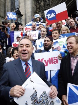 El ministro principal de Escocia, Alex Salmond, durante un acto independentista