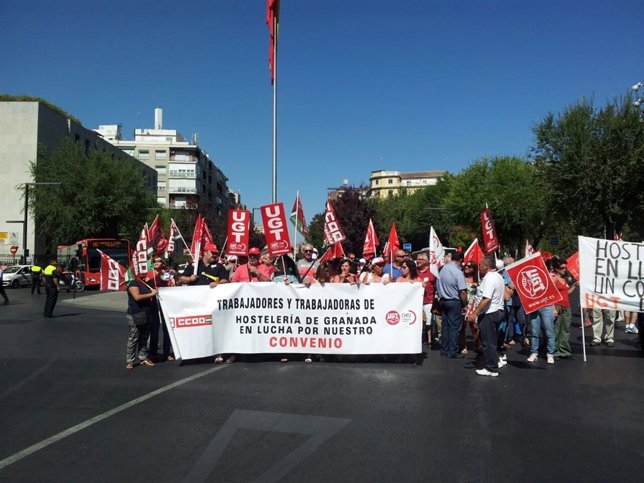 Manifestación en la huelga de Hostelería de Granada