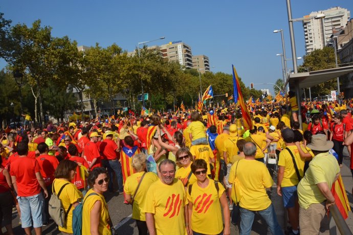 El pte.De la Diputació de Lleida Joan Reñé en la Diada 2014