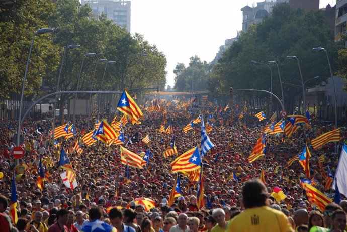 Asistentes a la V de la Diada este jueves en Barcelona