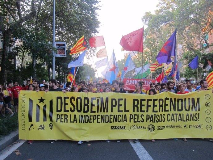 Manifestación de colectivos de izquierda independentista en la Diada 2014