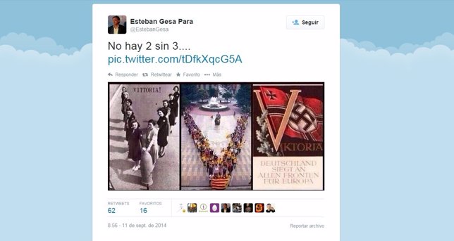Tweet del portavoz del PP en Sabadell, Esteban Gesa