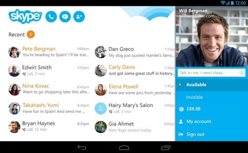 Skype estrena diseño para 'tablets' Android, entre otras mejoras