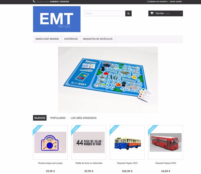 Imagen de la nueva tienda virtual de la EMT