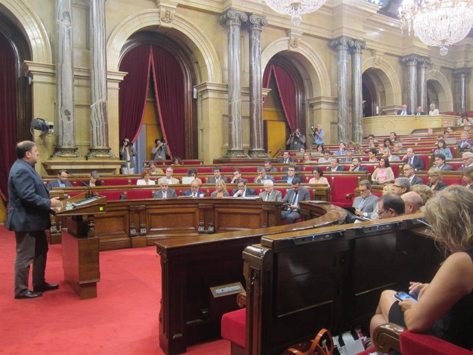 El pte de ERC, Oriol Junqueras, interviene en el Debate de Política General
