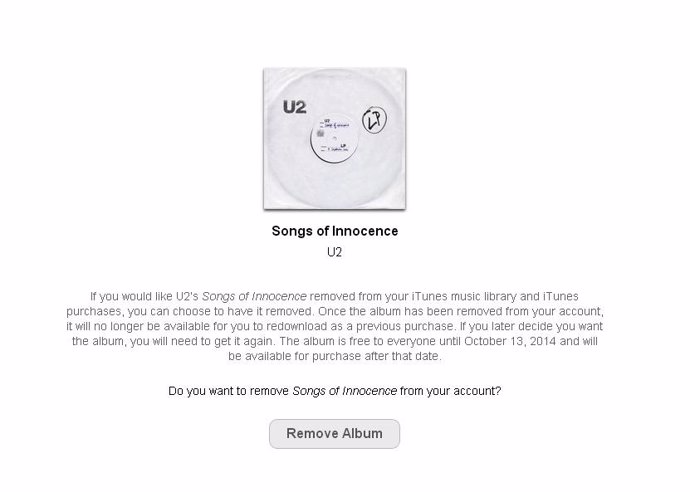 Herramienta Apple borrado de Songs of Innocence (U2)