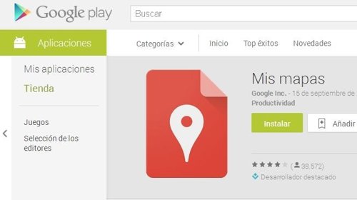 Aplicación Google Mis Mapas