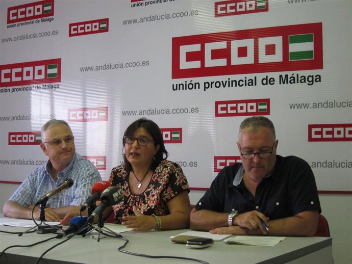 Juan Bautista, Carolina Ortiz y Enrique Moyano, de FSC-CCOO Málaga
