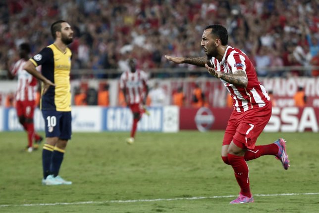 Mitroglou festeja el 3-1 ante el Atlético