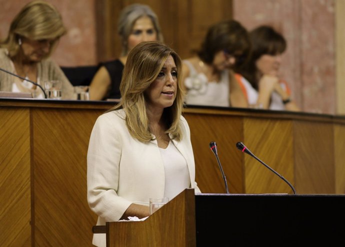 Susana Díaz en su intervención inicial en el Debate de la Comunidad