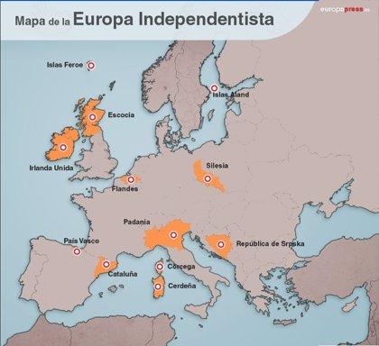 mapa de europa cerdeña Mapa de la Europa independentista